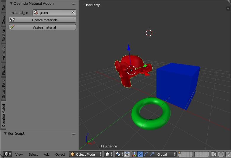 Addon "Override a material for a group or a object linked" preview image 1